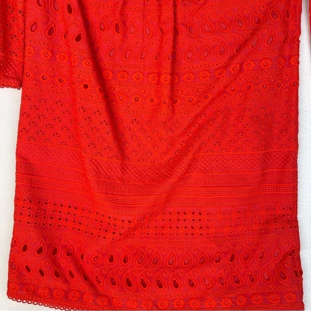 Trina Turk Bonita Eyelet Shift Dress Poppy Red Size 4